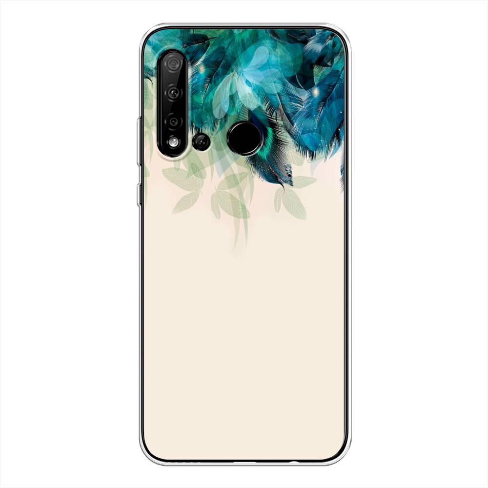 фото Чехол awog "перья голубого цвета" для huawei nova 5i