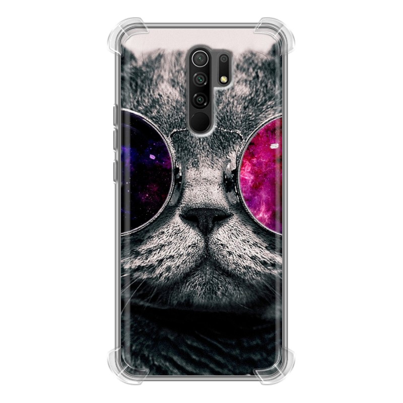 фото Дизайнерский силиконовый с усиленными углами чехол для xiaomi redmi 9 неоновый кот 100gadgets