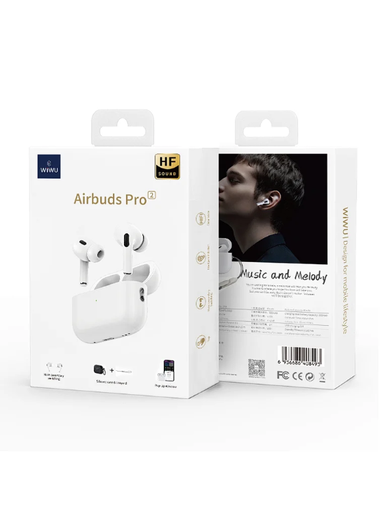

Беспроводные наушники Wiwu Airbuds Pro 2F Walnut Silver (Pro 2F), Airbuds Pro 2F