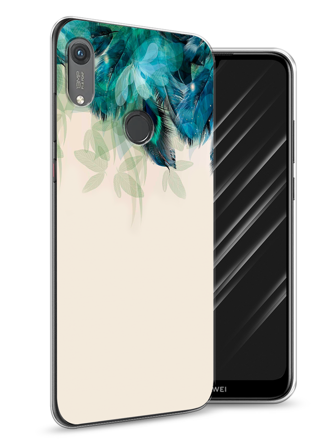фото Чехол awog "перья голубого цвета" для honor 8a (8a pro/prime)