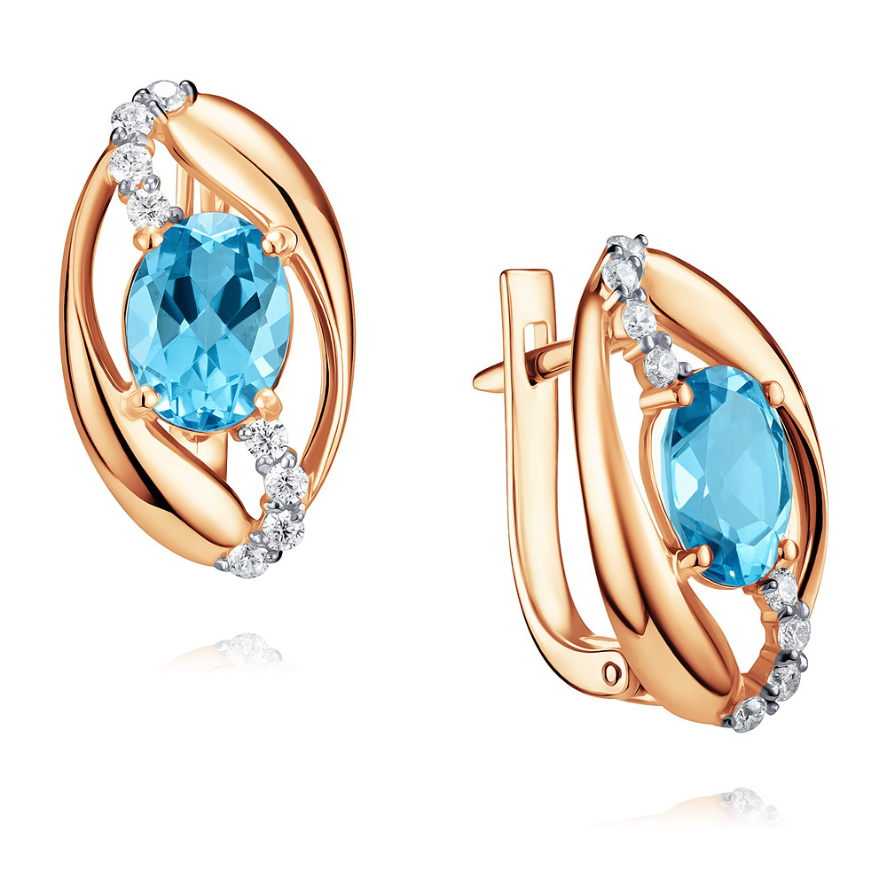 

Серьги из красного золота с фианитом/топазом ADAMAS 24038099/01-А50-659, 24038099/01-А50-659