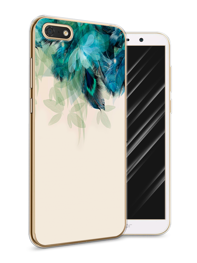 

Чехол Awog на Honor 7A "Перья голубого цвета", Бежевый;синий;голубой, 65250-2
