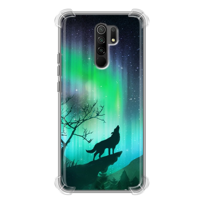 

Чехол 100gadgets для Xiaomi Redmi 9 Северное сияние и волк