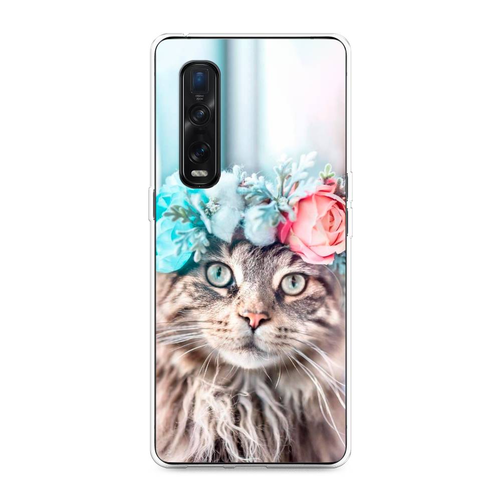 

Чехол Awog на Oppo Find X2 Pro "Кот в венке", Разноцветный, 253350-2