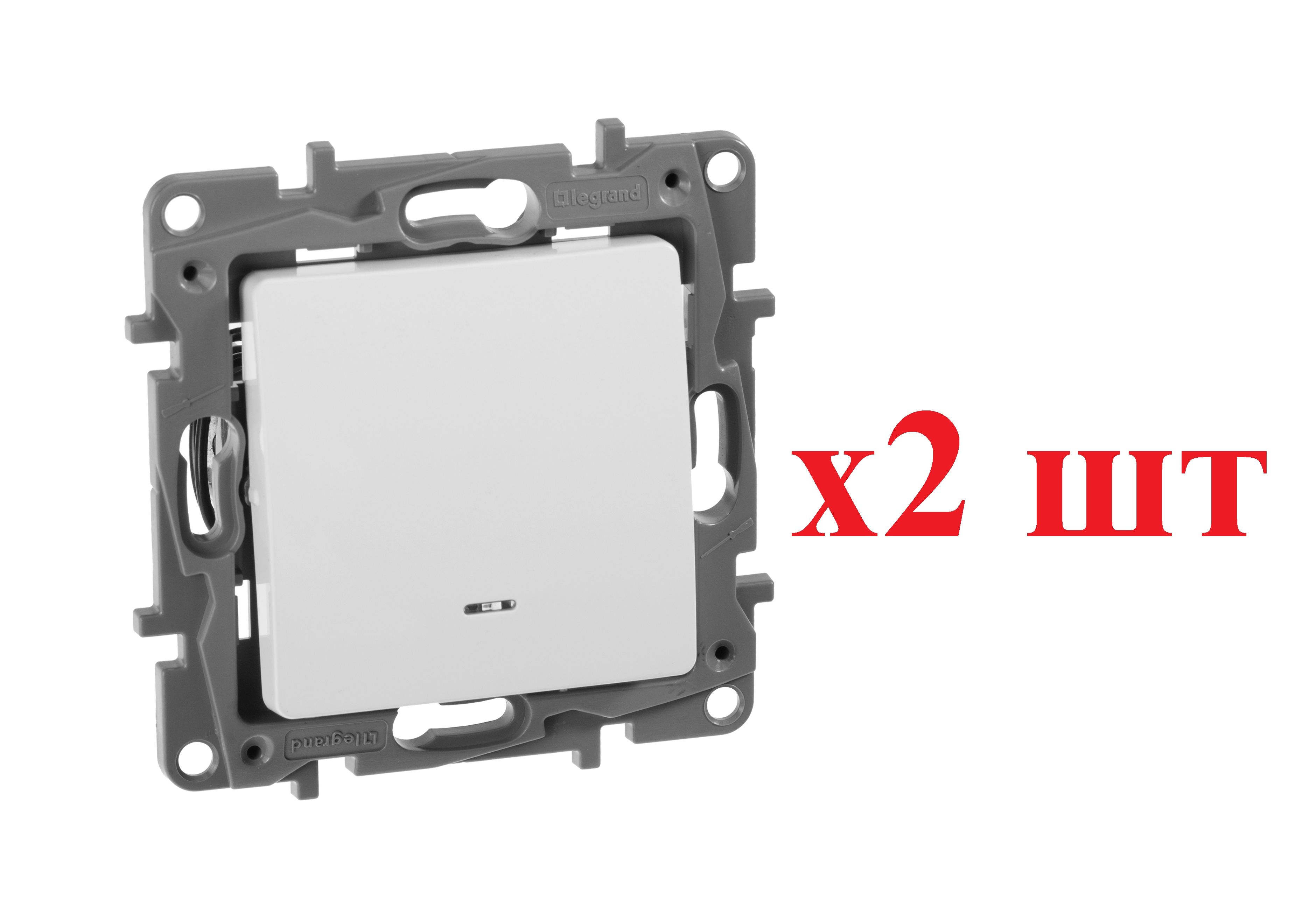 

Legrand Etika Бел Переключатель с подсветкой, 10А, авт. Клем 672215 (2шт), Etika22
