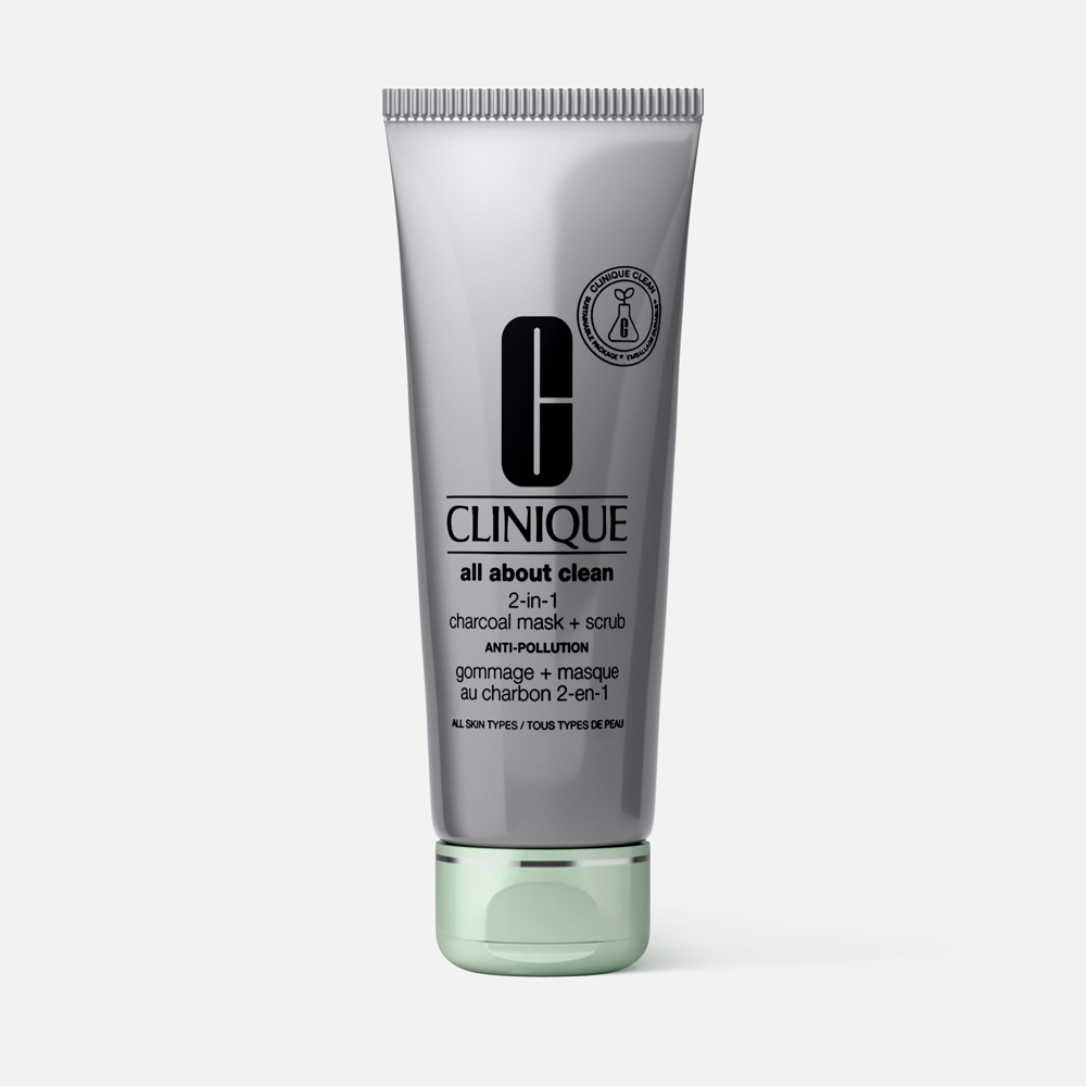 Маска для лица CLINIQUE Charcoal Mask + Scrub Anti-Pollution угольная 100 мл