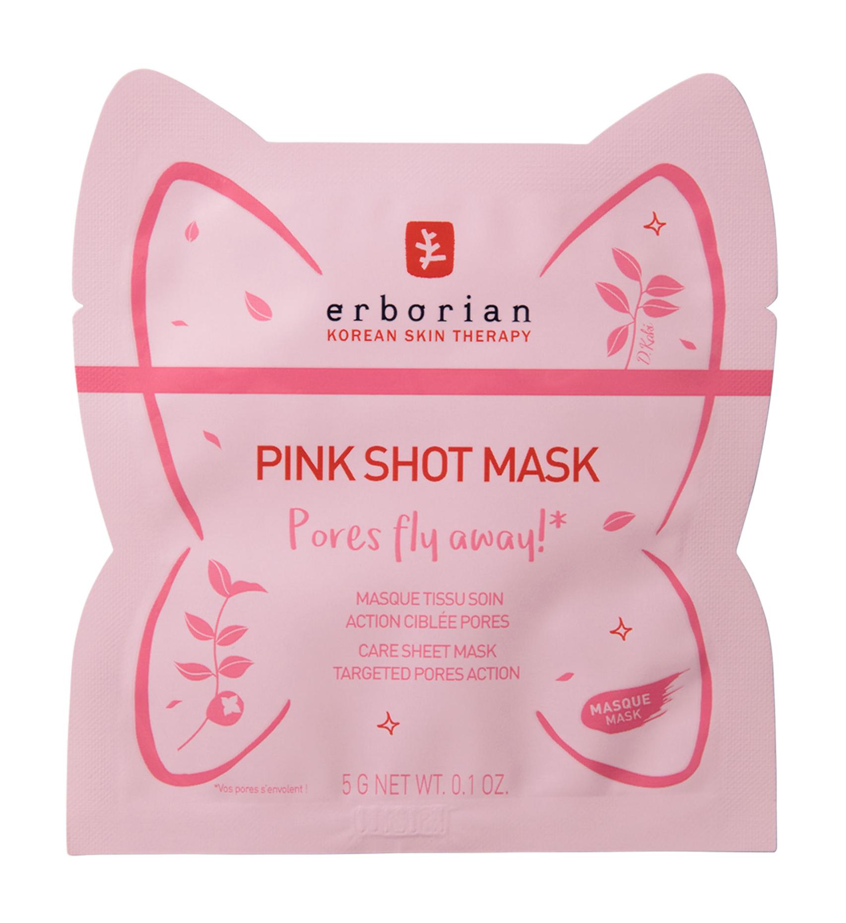 Маска тканевая для лица Erborian Pink Shot Mask для сужения пор, 1 шт.