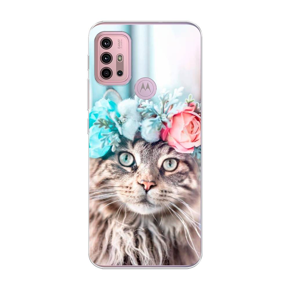

Чехол Awog на Lenovo K13 Note/Motorola Moto G10/G20/G30 "Кот в венке", Разноцветный, 242350-2
