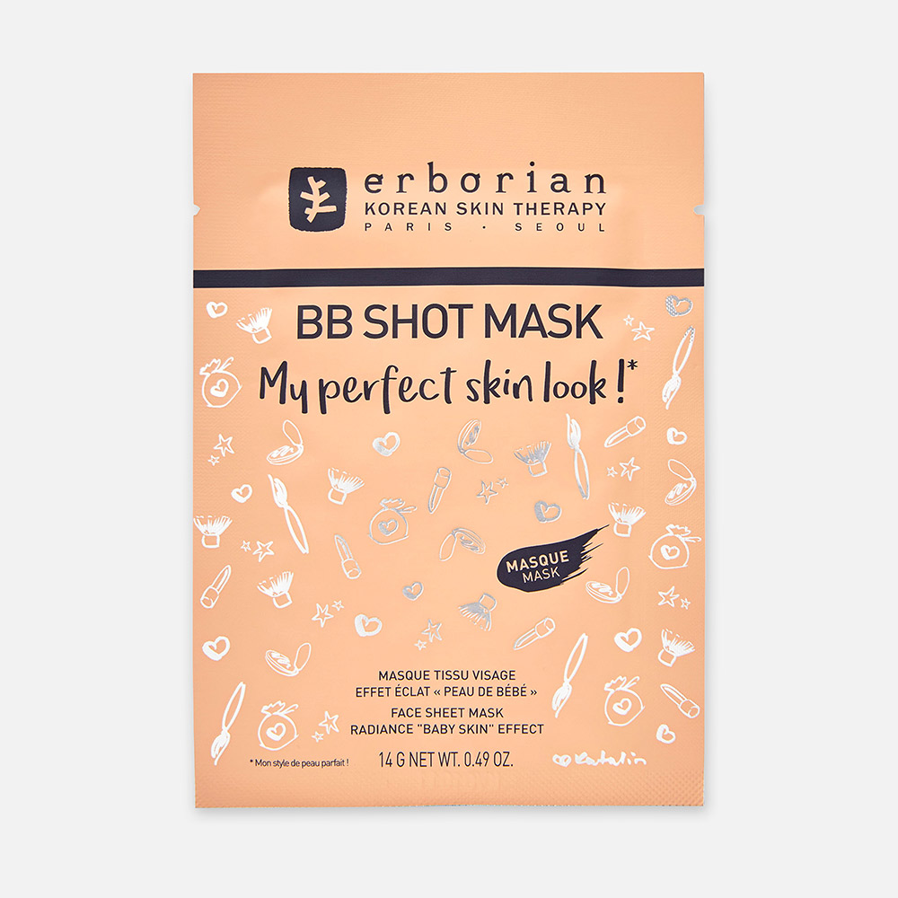 Маска для лица Erborian BB Shot Mask Baby-Skin Effect с ВВ-пигментами, тканевая 14 г