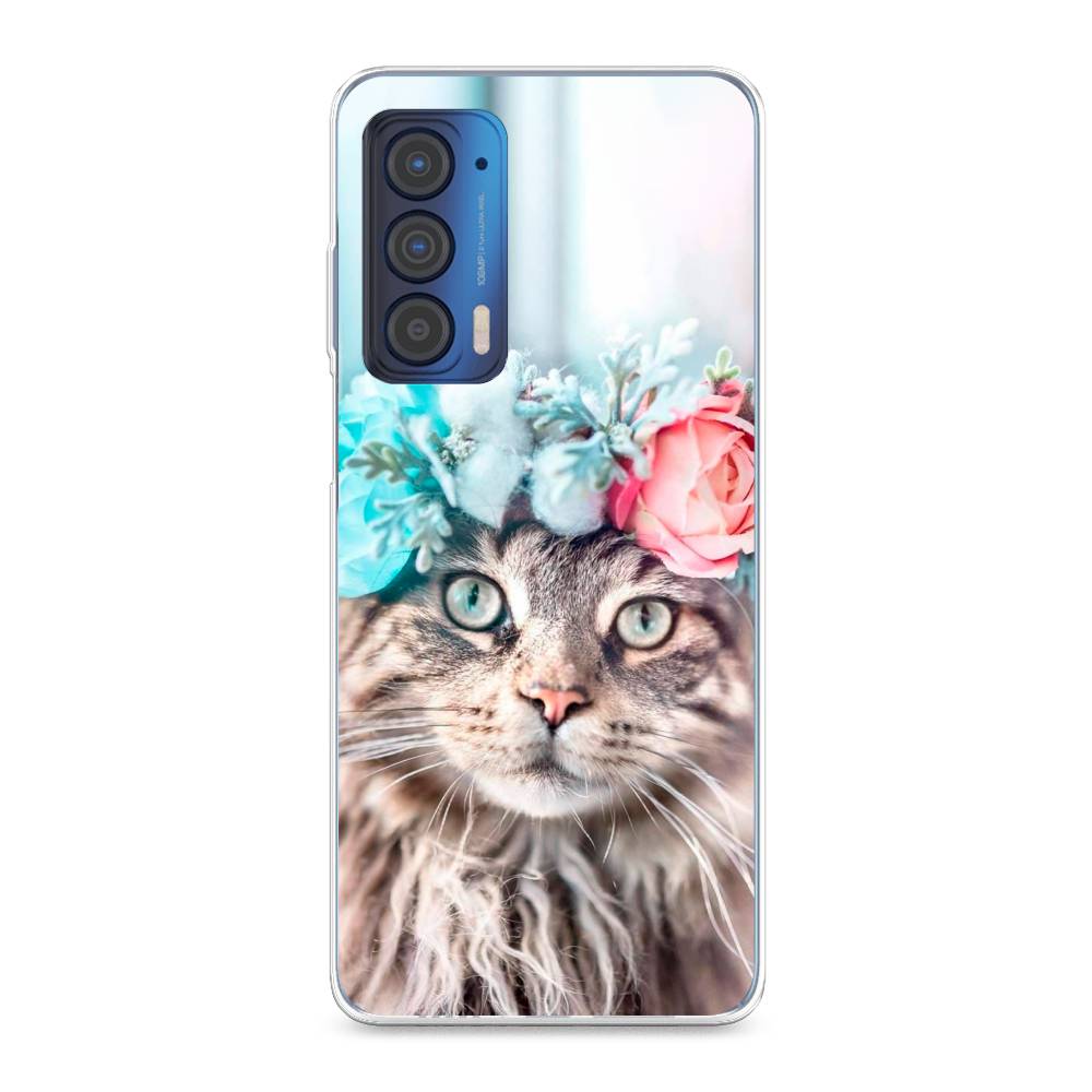 

Чехол Awog на Motorola Edge (2021) "Кот в венке", Разноцветный, 242950-2
