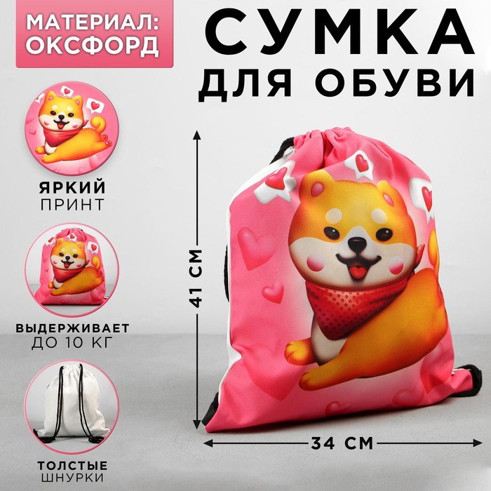 фото Сумка для обуви cute siba, оксфорд, размер 41х31 см artfox