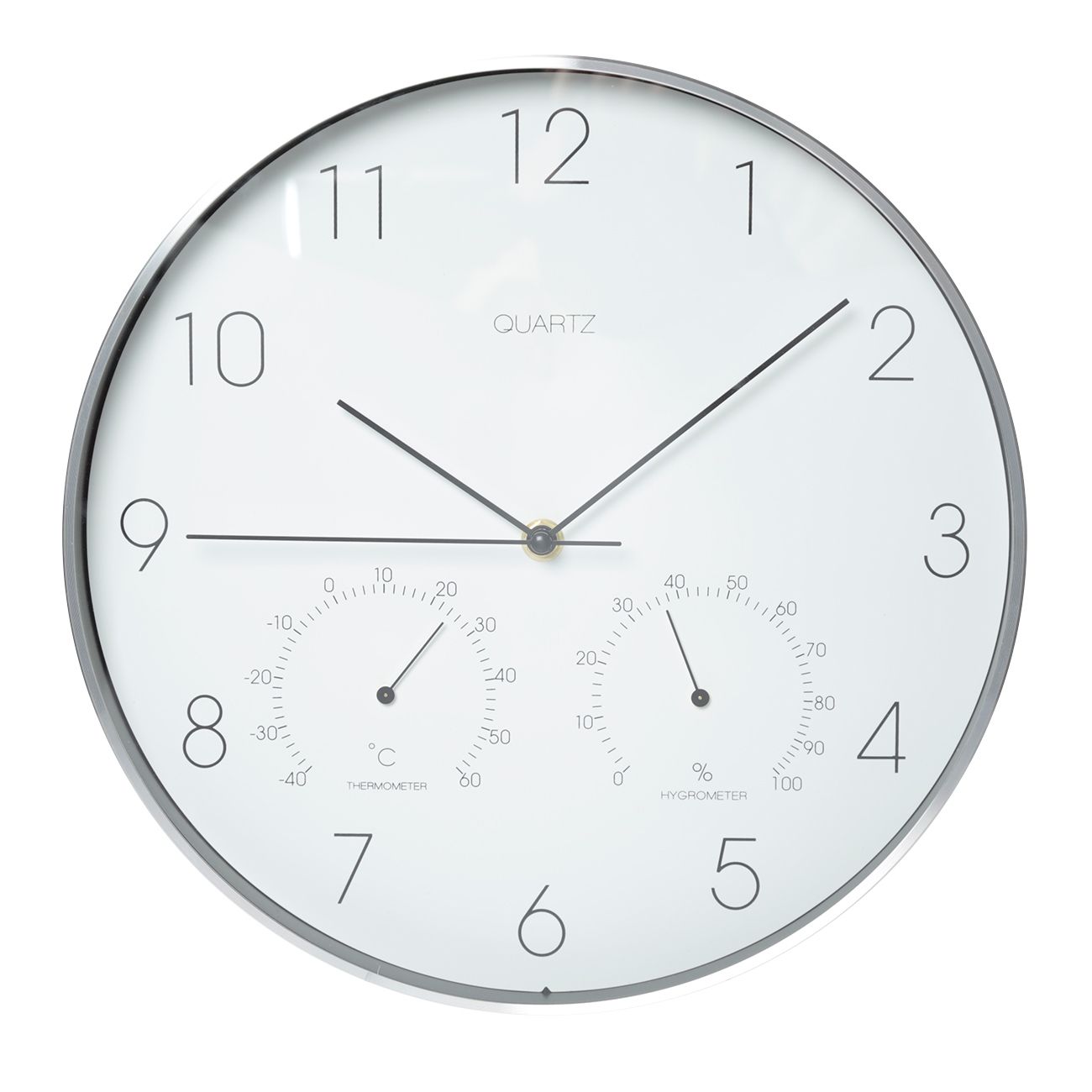 Часы настенные Kuchenland 31 см, с термометром и гигрометром, круглые, белые