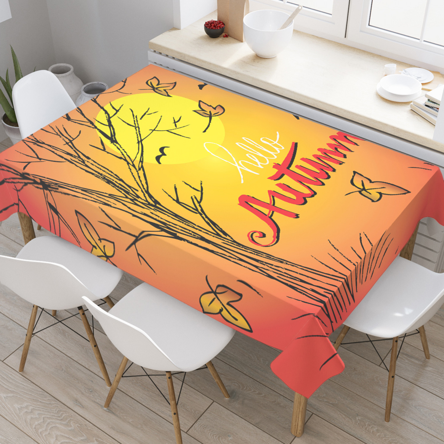 

Скатерть прямоугольная JoyArty "Клен осенью" из оксфорда, 180x145 см, Оранжевый, Клен осенью