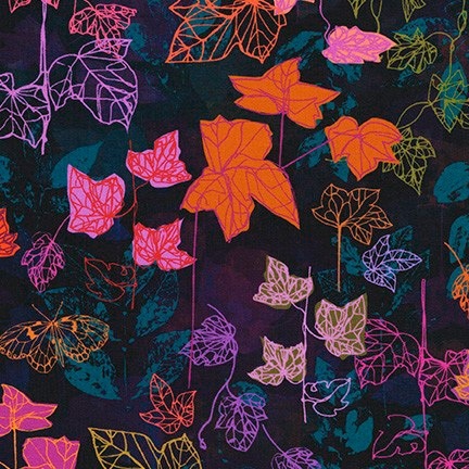 

Ткань хлопок Robert Kaufman Peppy loose leaf 50х55 см nightfall, Разноцветный