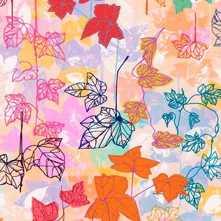 

Ткань хлопок Robert Kaufman Peppy loose leaf 50х55 см sunrise, Разноцветный
