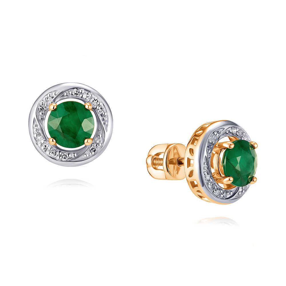 

Серьги из красного золота с бриллиантом/изумрудом ADAMAS 21038074/01-А50Д-433, 21038074/01-А50Д-433