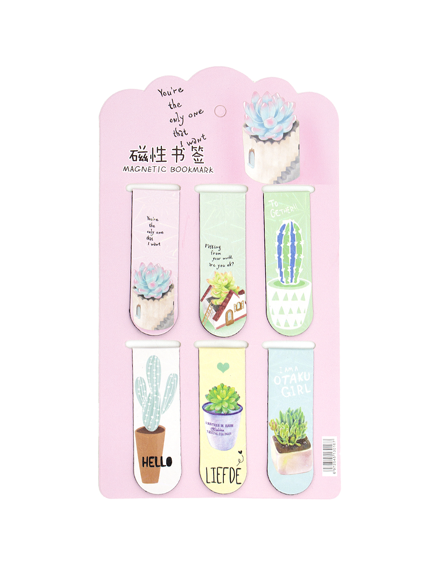 

Набор из 6 магнитных закладок Magnetic Bookmark для книг, розовые, Розовый, pink