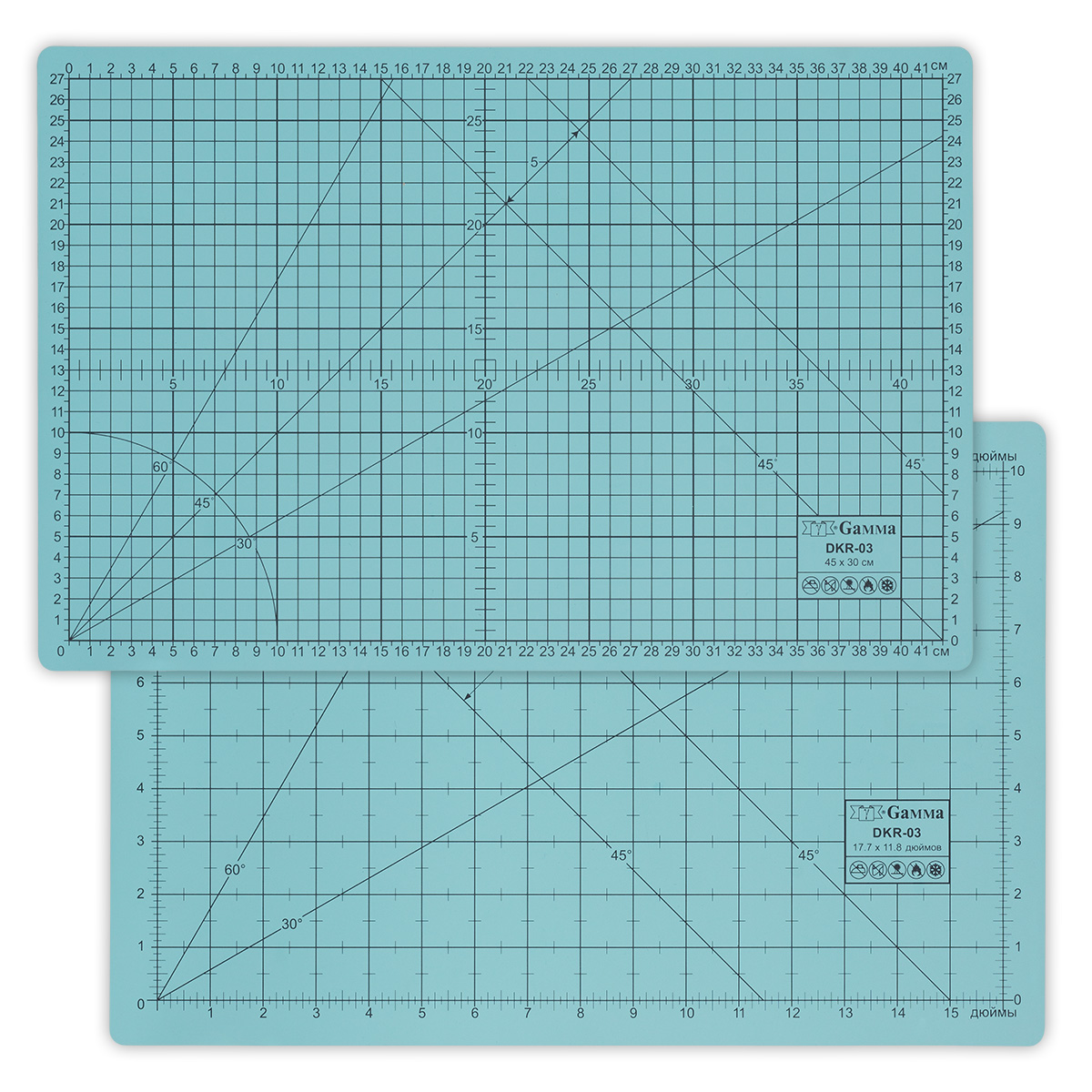 

Мат для резки Gamma DKR-03 двусторонний ПВХ 45 см х 30 см 1 шт. в пакете формат А3, Голубой, DKR-03