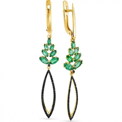 

Серьги из жёлтого золота с изумрудами и бриллиантами Master Brilliant 2-107-623-55, 2-107-623-55