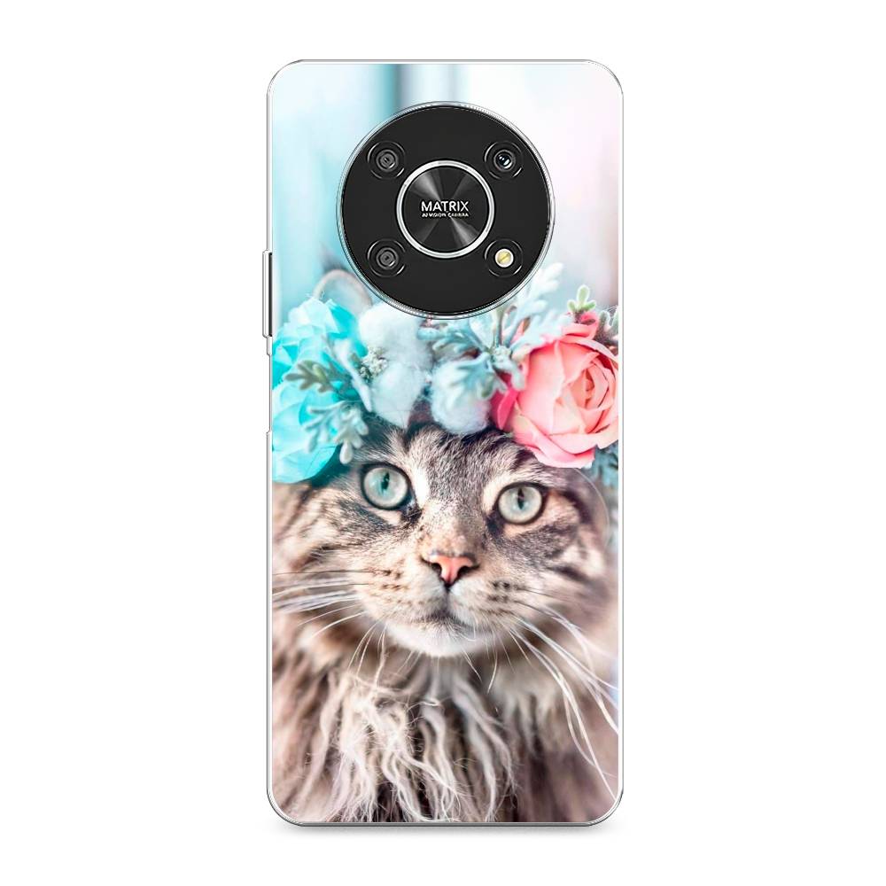 

Чехол Awog на Honor X9 4G/Magic4 Lite 4G "Кот в венке", Разноцветный, 6108650-2