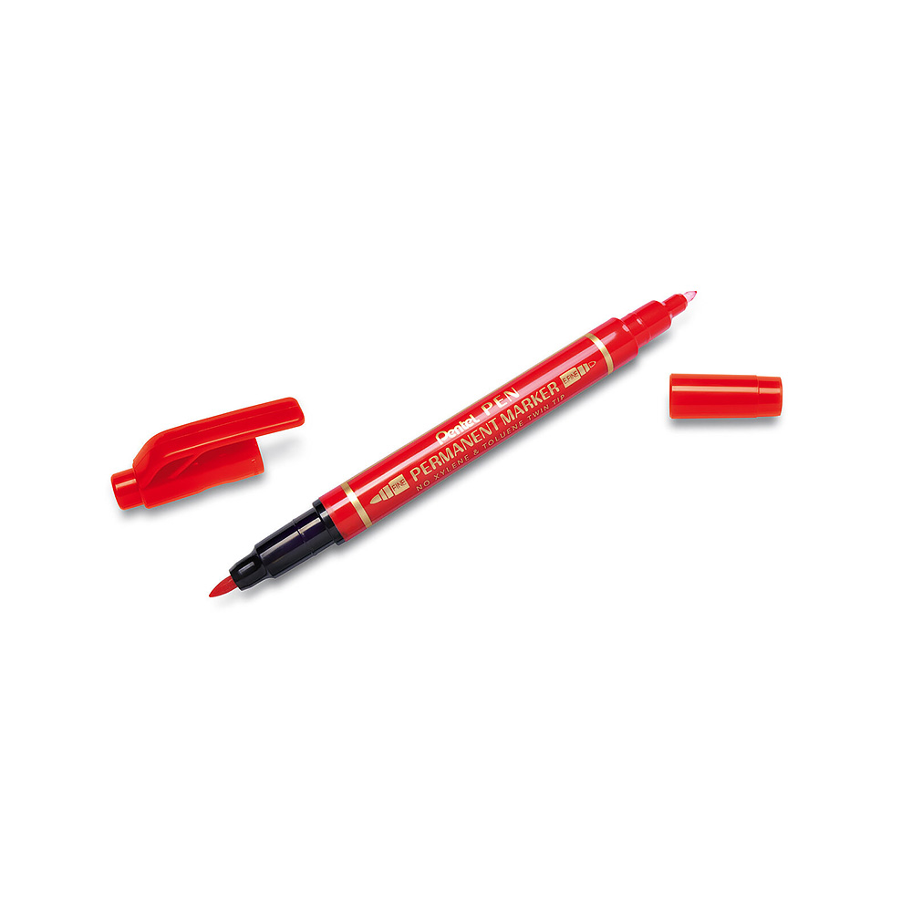 Маркер 12 шт Pentel для CD Pen Twin Tip New 0.3-1.2мм N75W-BE для CD 2-х сторонний красный