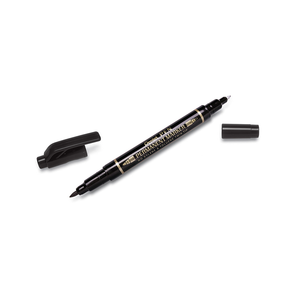 Маркер 12 шт Pentel для CD Pen Twin Tip New 0.3-1.2мм N75W-AE для CD 2-х сторонний черный