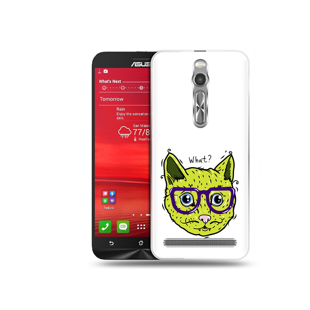 Чехол MyPads Tocco для Asus Zenfone 2 (ZE550ML) Зеленый кот (PT11329.657.86)