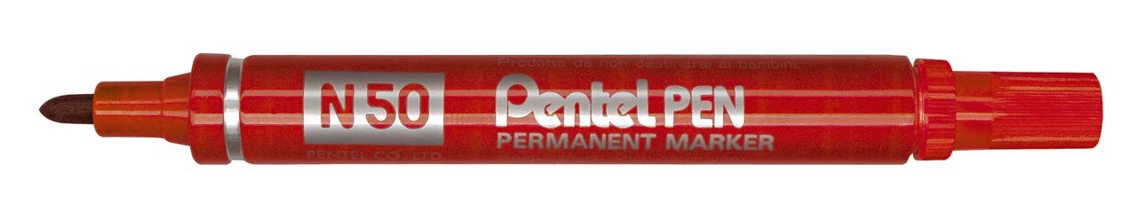 Маркер 12 шт. Pentel перманентный Pentel Pen 4.3 мм пулевидный N50-BE красный