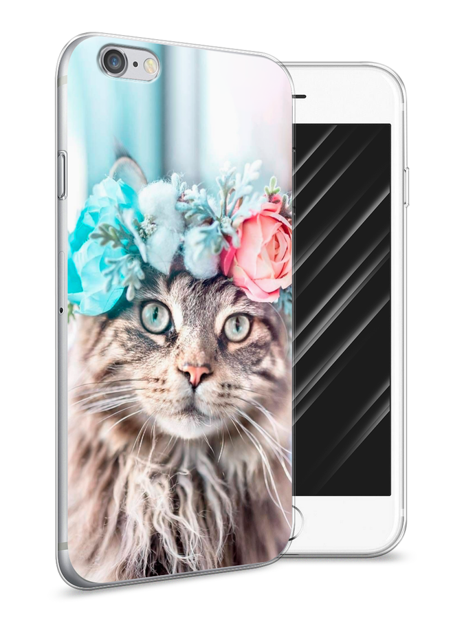 

Чехол Awog на Apple iPhone 6 / Айфон 6 "Кот в венке", Разноцветный, 10450-2