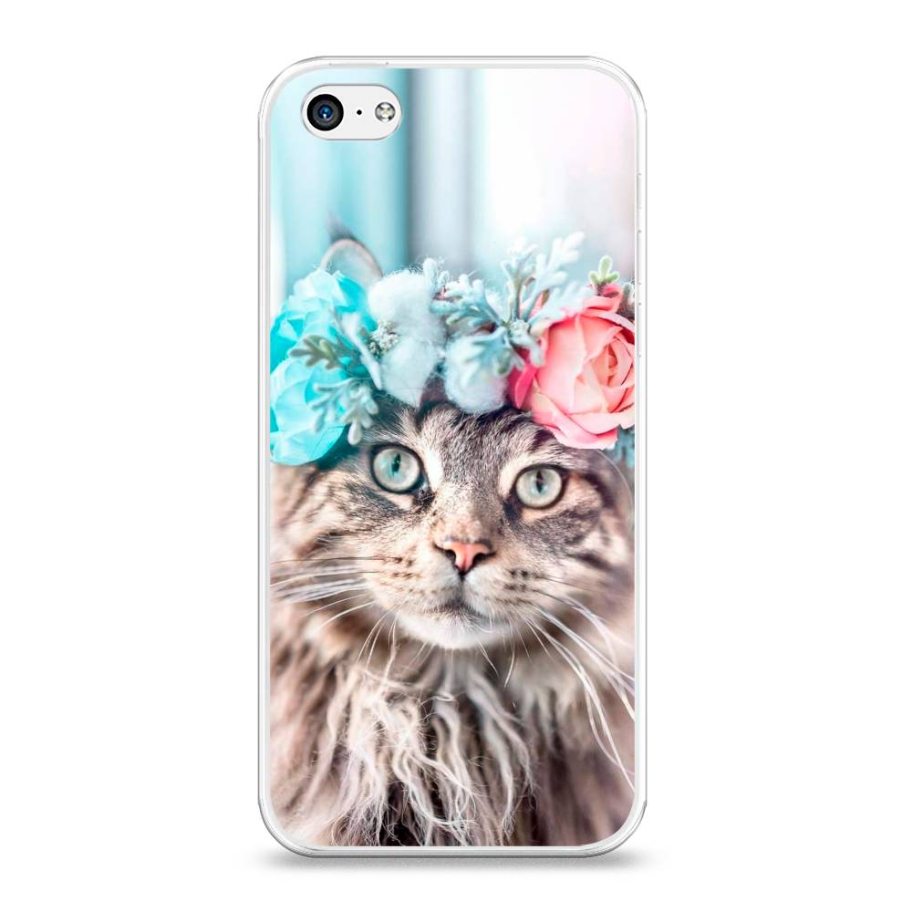 

Чехол Awog на Apple iPhone 5C / Айфон 5C "Кот в венке", Разноцветный, 10250-2