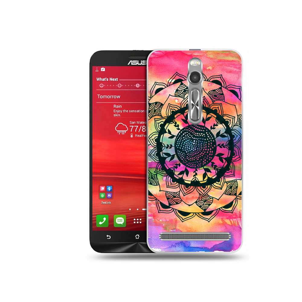 

Чехол MyPads Tocco для Asus Zenfone 2 (ZE550ML) яркая абстракция круглый цветок, Прозрачный, Tocco