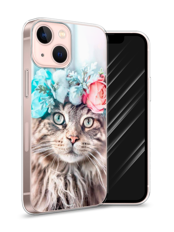 

Чехол Awog на Apple iPhone 13 mini / Айфон 13 mini "Кот в венке", Разноцветный, 14150-2