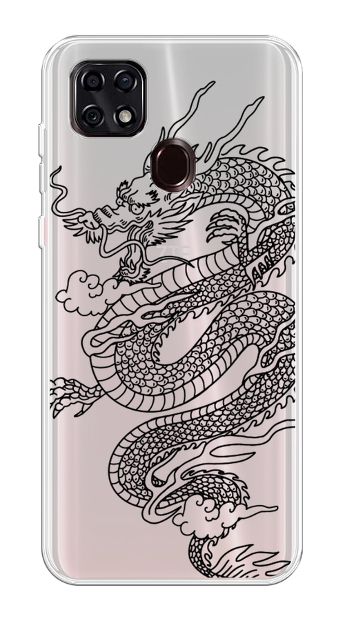 

Чехол на ZTE Blade 20 Smart "Большой китайский дракон", Черный;серый, 133550-1
