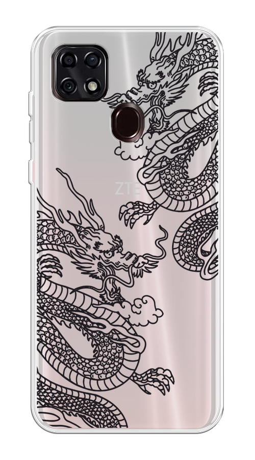 

Чехол на ZTE Blade 20 Smart "Два китайских дракона", Серый;черный, 133550-1