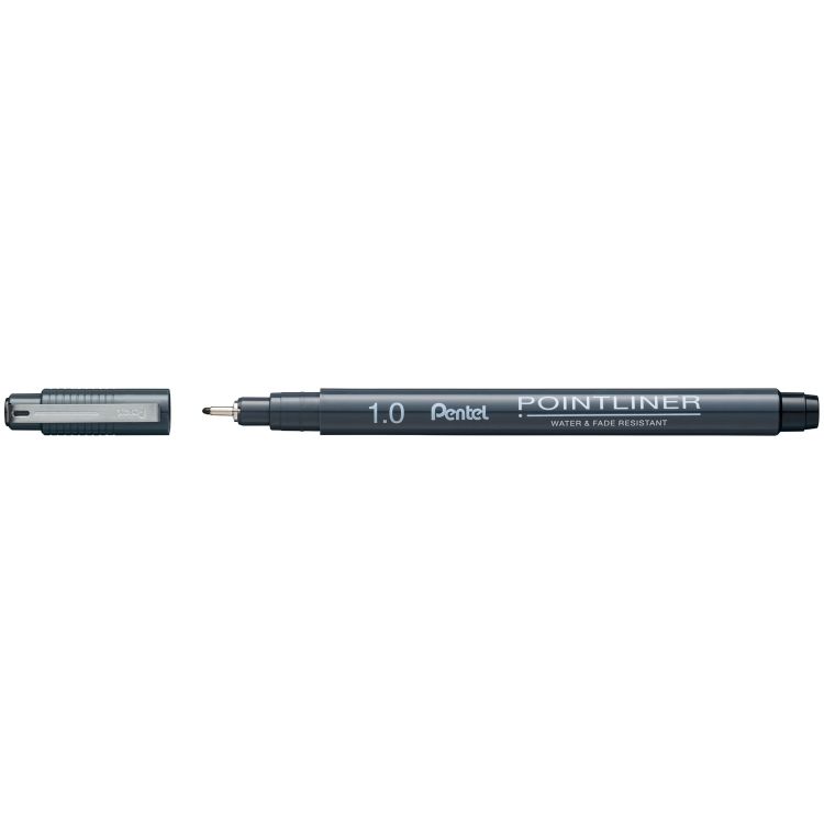 

Линер 12 шт. Pentel Pointliner 1.0 мм S20P-10A черные чернила, S20P-10A