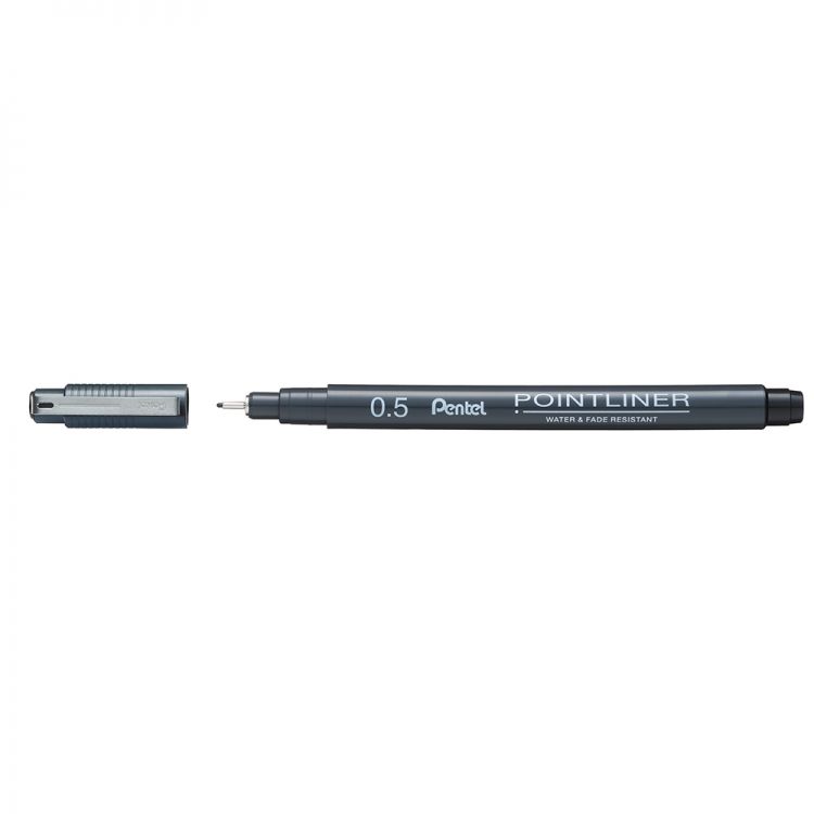 

Линер 12 шт. Pentel Pointliner 0.5 мм S20P-5A черные чернила, S20P-5A