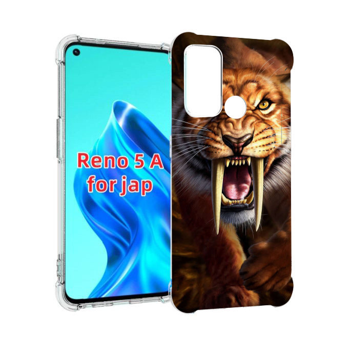 

Чехол MyPads саблезубый злой тигр для Oppo Reno 5A, Прозрачный, Tocco