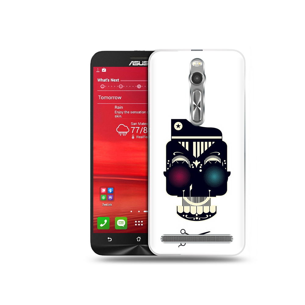 

Чехол MyPads Tocco для Asus Zenfone 2 (ZE550ML) черно белый скелет с яркими глазами, Прозрачный, Tocco