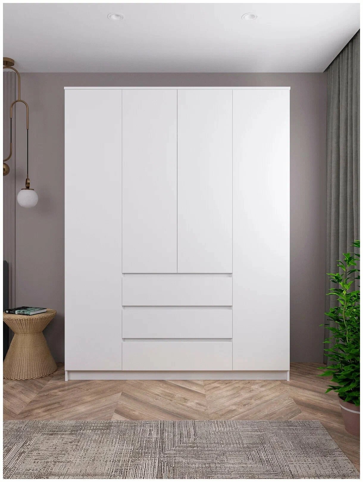 

Шкаф QualisMebel Грааль Grand, 1900х500х2200, Белый, Грааль Grand