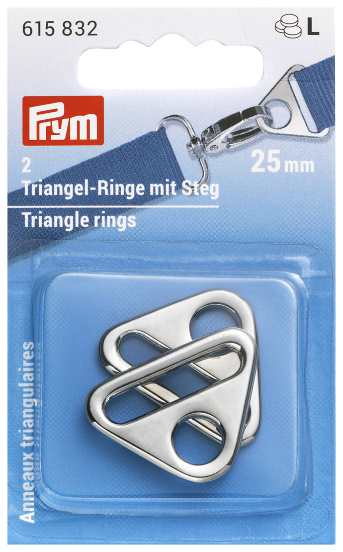 Треугольные кольца Prym 615832, 25мм, сплав цинка, серебристый, 2шт в упаковке