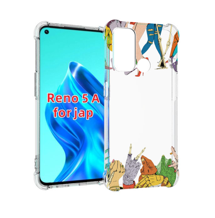 

Чехол MyPads разные персонажи пальчики для Oppo Reno 5A, Прозрачный, Tocco
