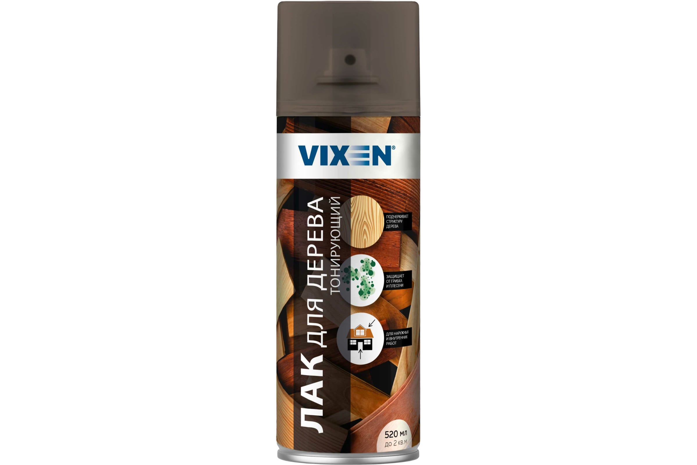 Vixen Лак для дерева тонирующий, орех, аэрозоль 520 мл VX91075
