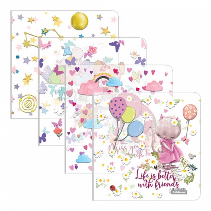 

Набор обложек ПП 12 шт, 232 х 440 мм, 80 мкм, ErichKrause "Cute Animals", для учебников, с