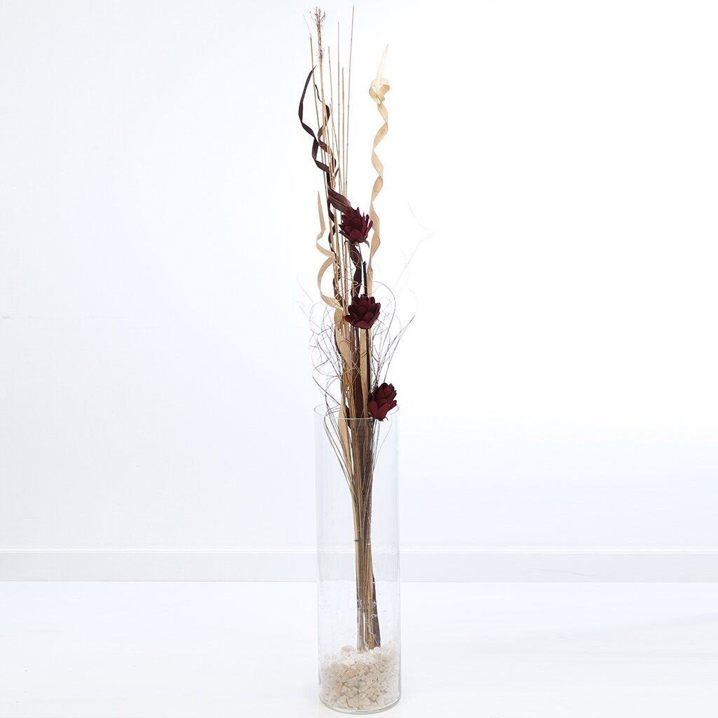 

Цветок искусственный декоративный Тинги Композиция, 130 см, бордово-белый