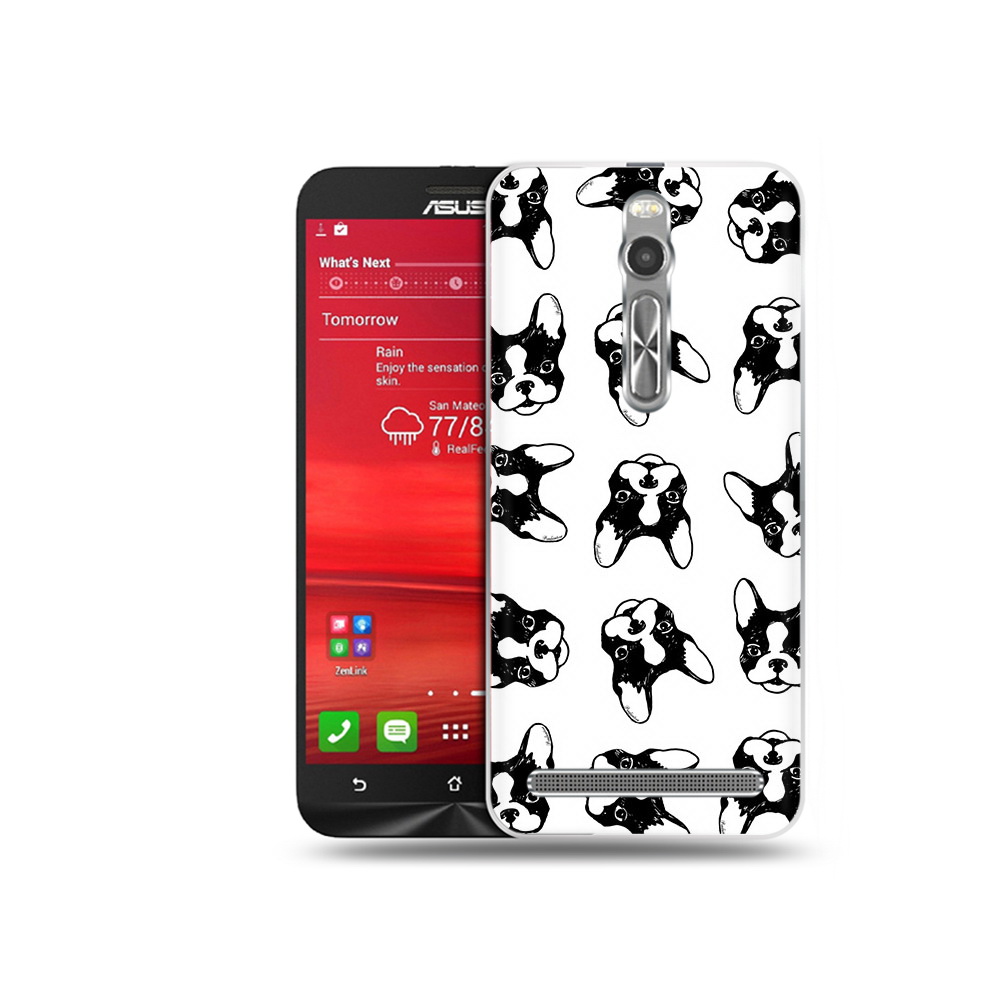 

Чехол MyPads Tocco для Asus Zenfone 2 (ZE550ML) черно белые собачки (PT11329.657.683), Прозрачный, Tocco