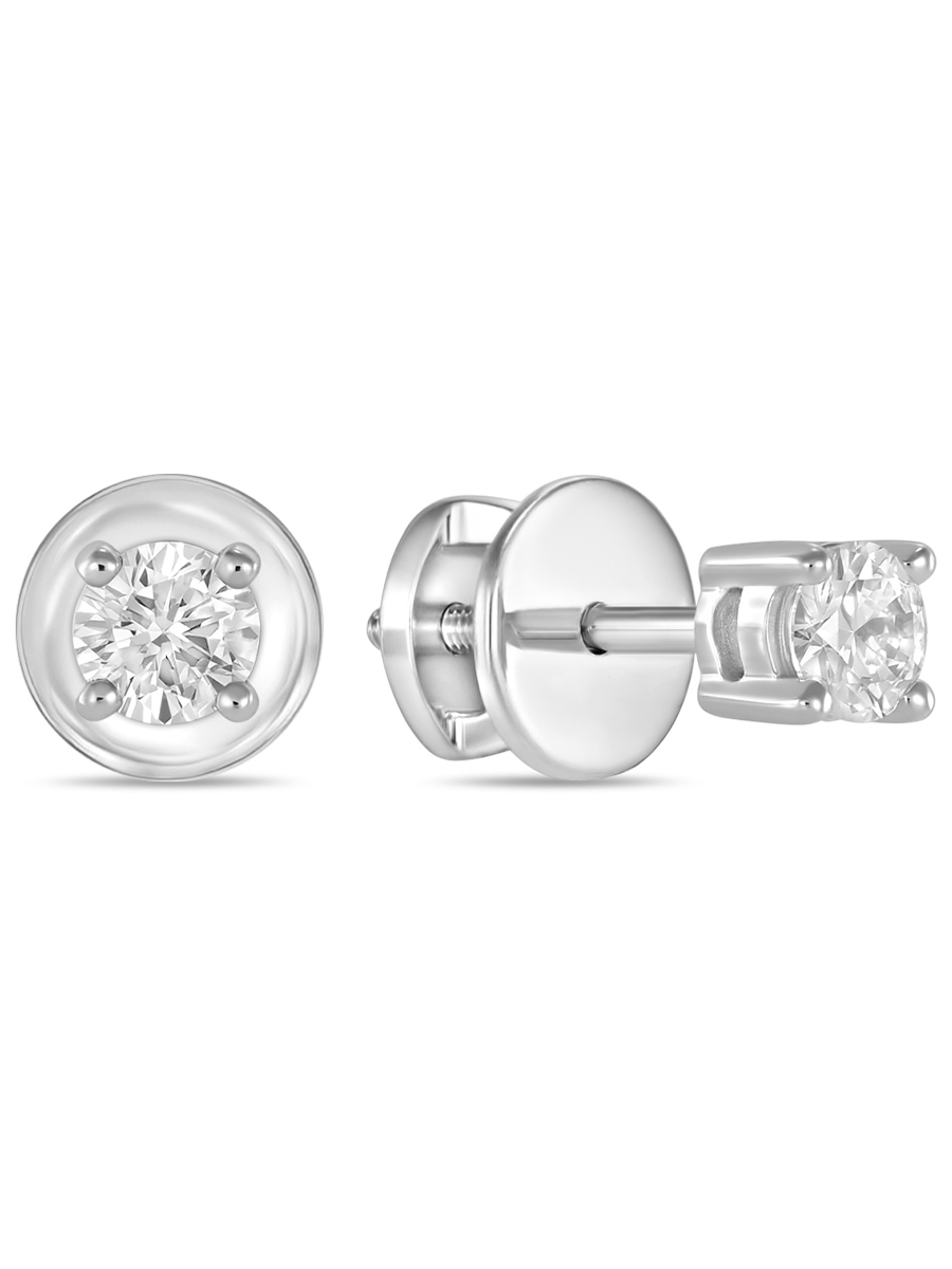 Серьги пусеты из белого золота MIUZ Diamonds E01-MLN162-050, бриллиант искусственный