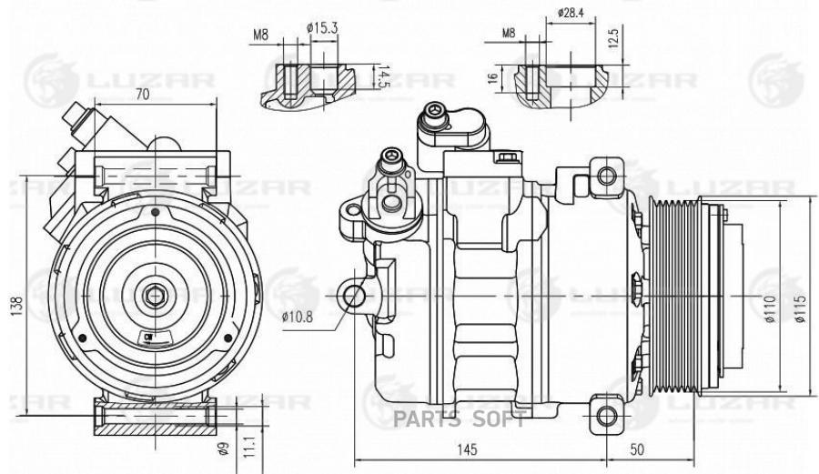 Компрессор кондиц. для а/м BMW X5 (E70) (07-)/5 (F10) (10-) 3.0D (LCAC 2672) 100034972438