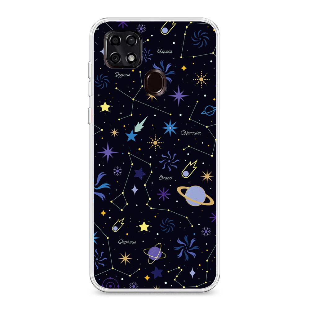

Чехол для ZTE Blade 20 Smart "Цветной космос", Желтый, 133550-2