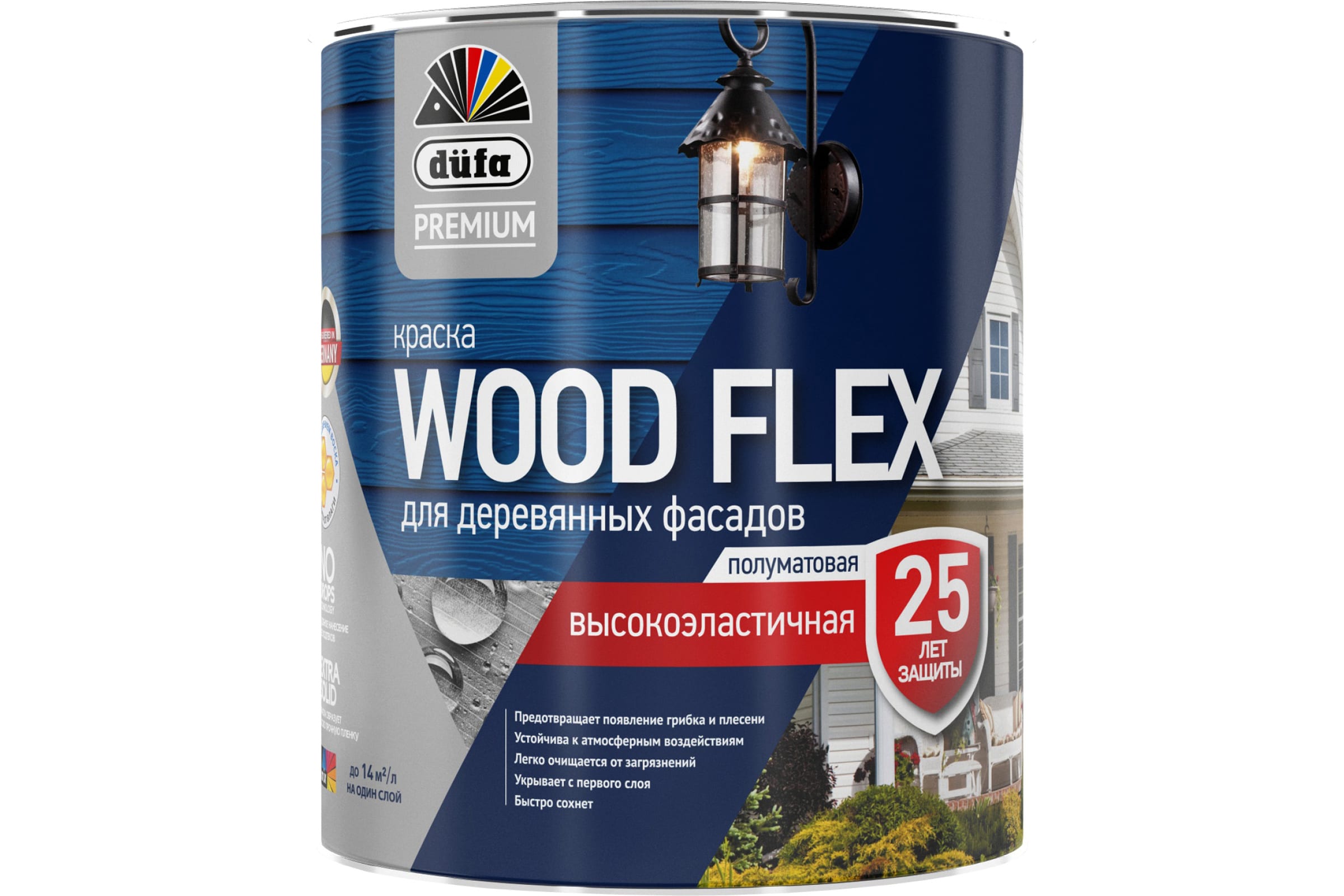 Краска Dufa Premium Woodflex водно-дисперсионная, фасадная, высокоэластичная, база1, 900мл