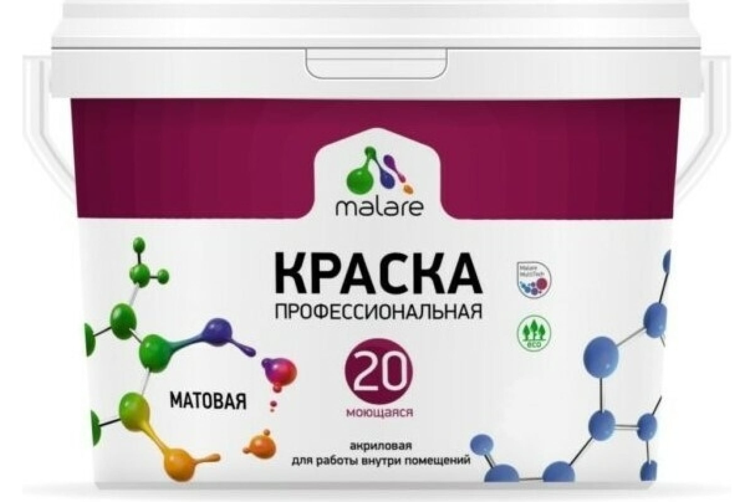 фото Malare malare краска евро 20 для стен, потолков и обоев, бежевый, 9 л, 11,5 кг 20220619240